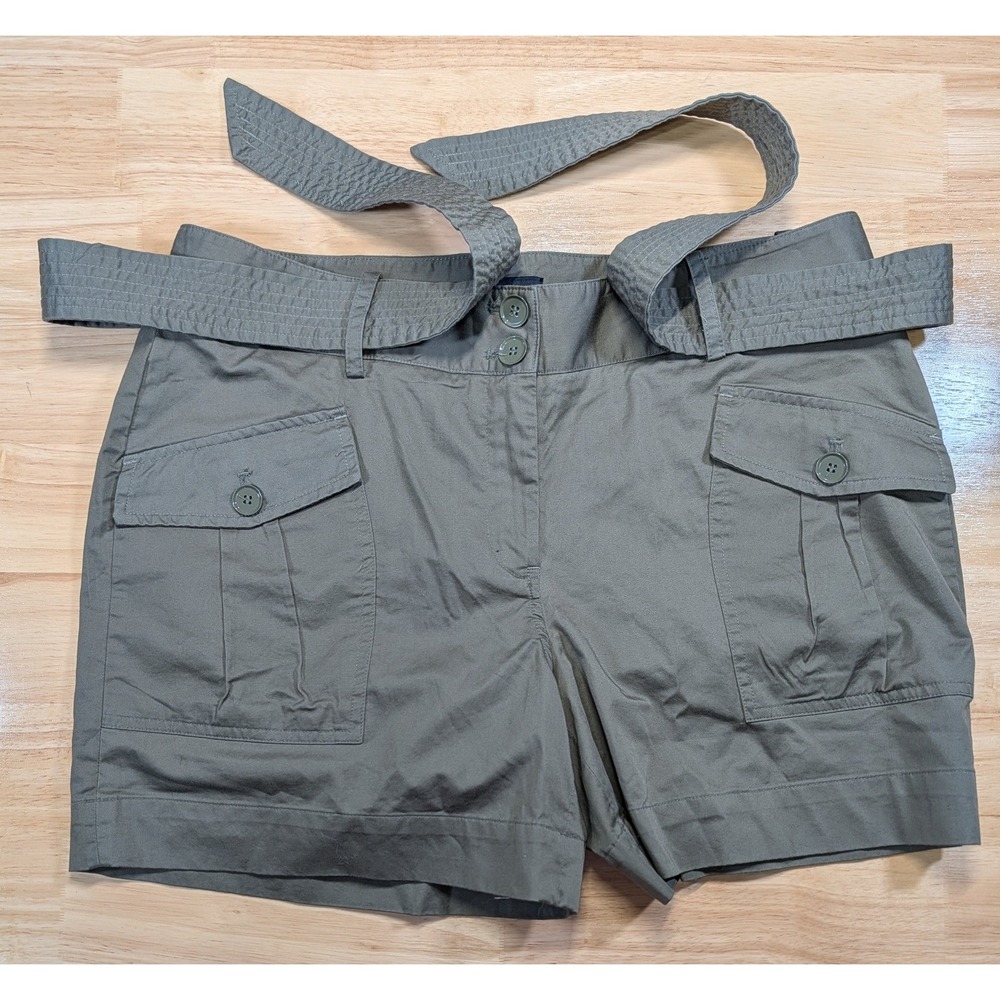 Talbots‎ Olive Green Cargo Shorts Womens 8 Belted Cotton Stretch Utility Safari